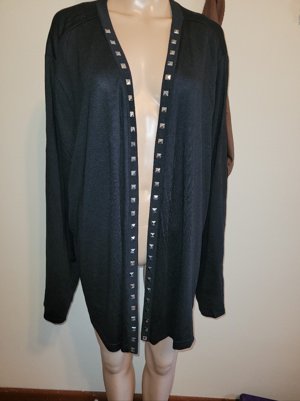 NWT - Fashion Bug Black Stud-Trim Open Front Women's Lightweight Cardigan.  4X